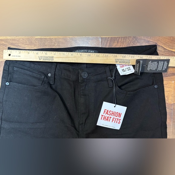Celebrity Pink Black Flare Jeans Women’s 15/32 Stretch Denim Mid Rise - Picture 5 of 9